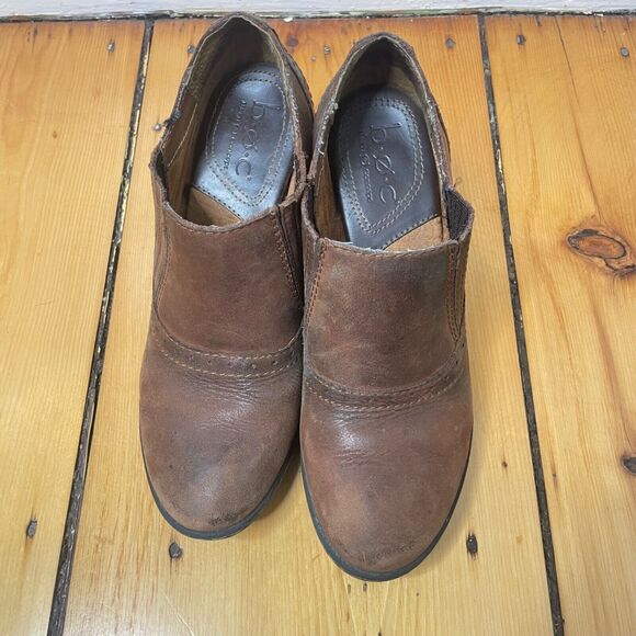 Y2K BOC Brown Leather Mule Booties Sz 6 Boho Witchy Clogs Round Toe Chunky Heel - Picture 11 of 11